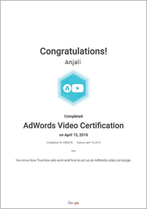 Adwords Video Certificate